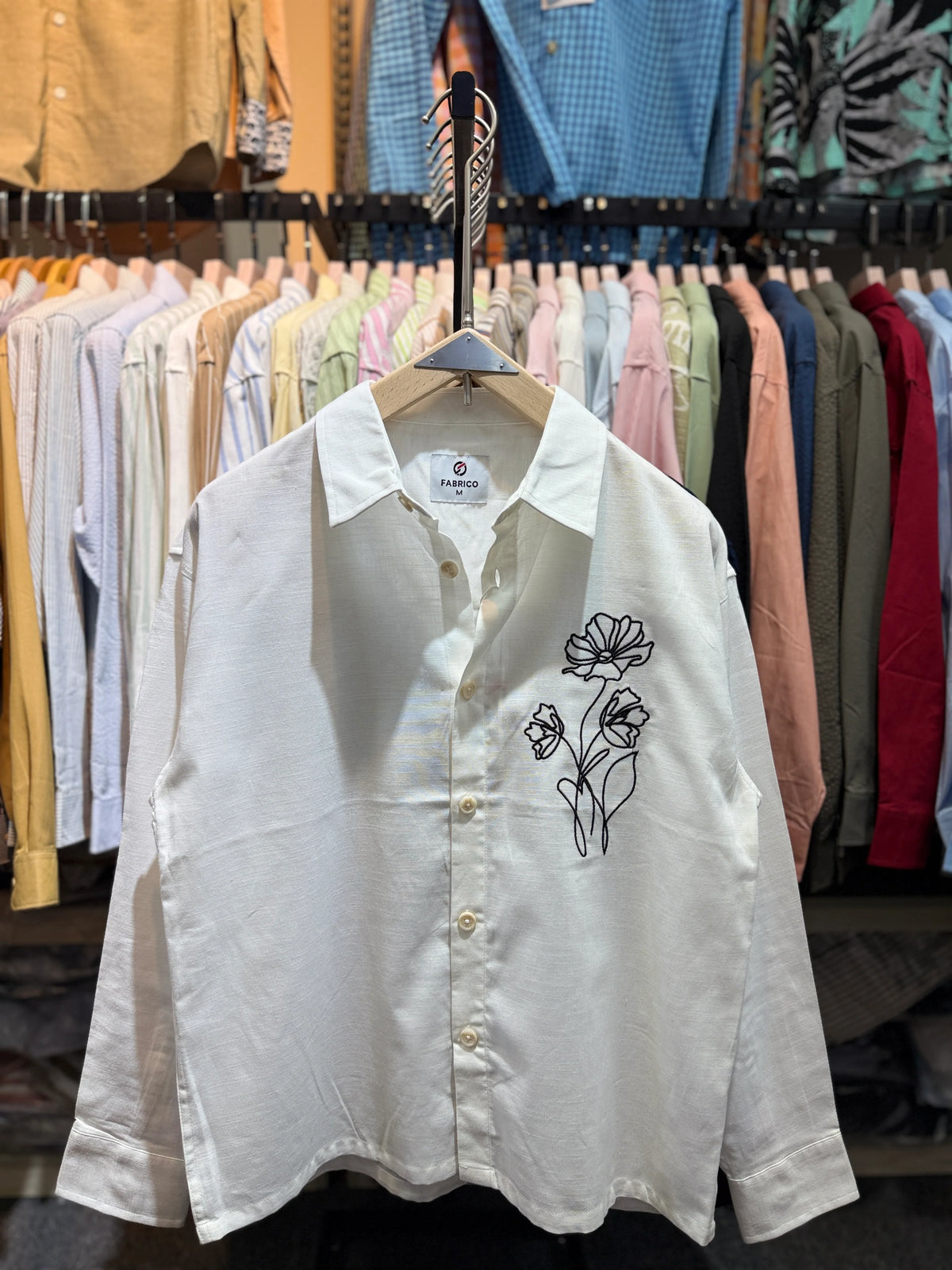 Premium Embroidered Boxy Fit Shirt β Classic White