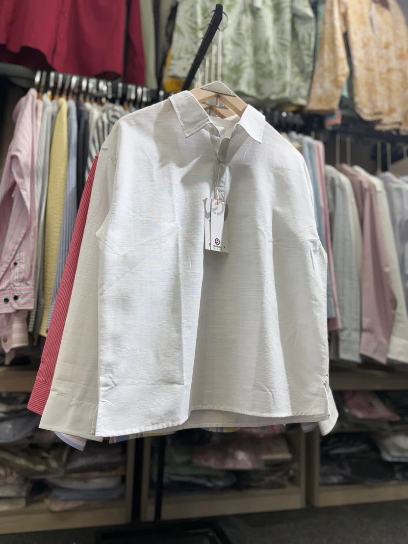 Premium Cotton Katua Boxy Shirt β Mid White