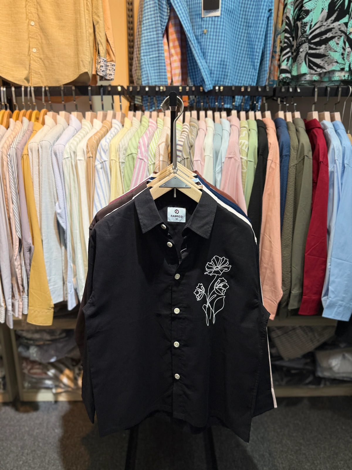 Premium Embroidered Boxy Fit Shirt – Pure Black
