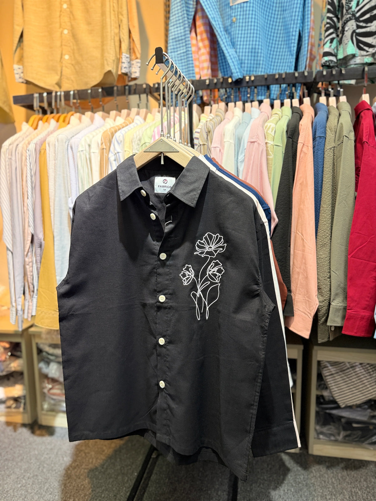 Premium Embroidered Boxy Fit Shirt – Pure Black