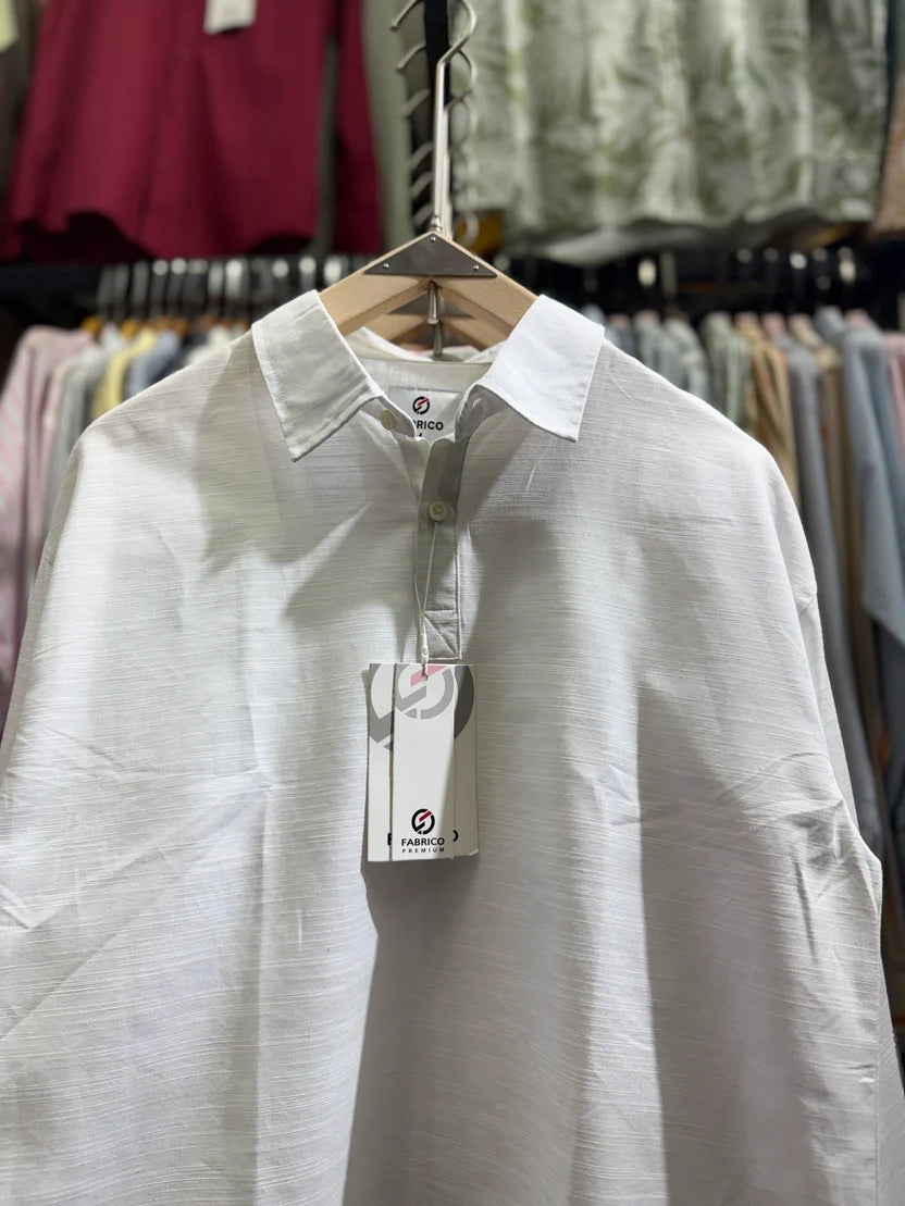 Premium Cotton Katua Boxy Shirt – Mid White