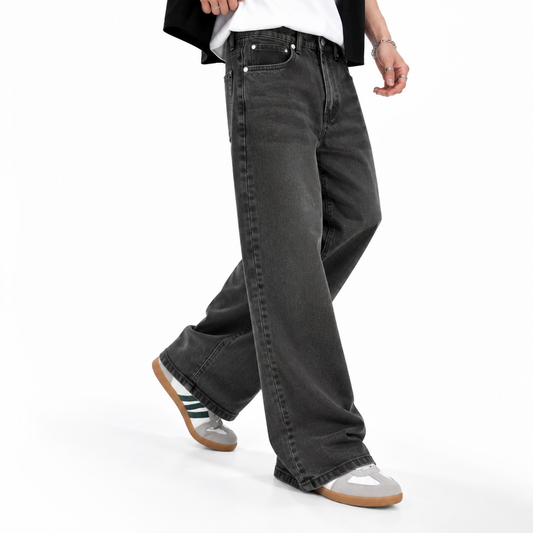 Light Black Relaxed Semi Baggy Denim Pant