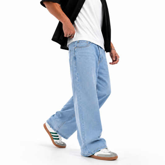 Light Blue Semi baggy Denim Pant