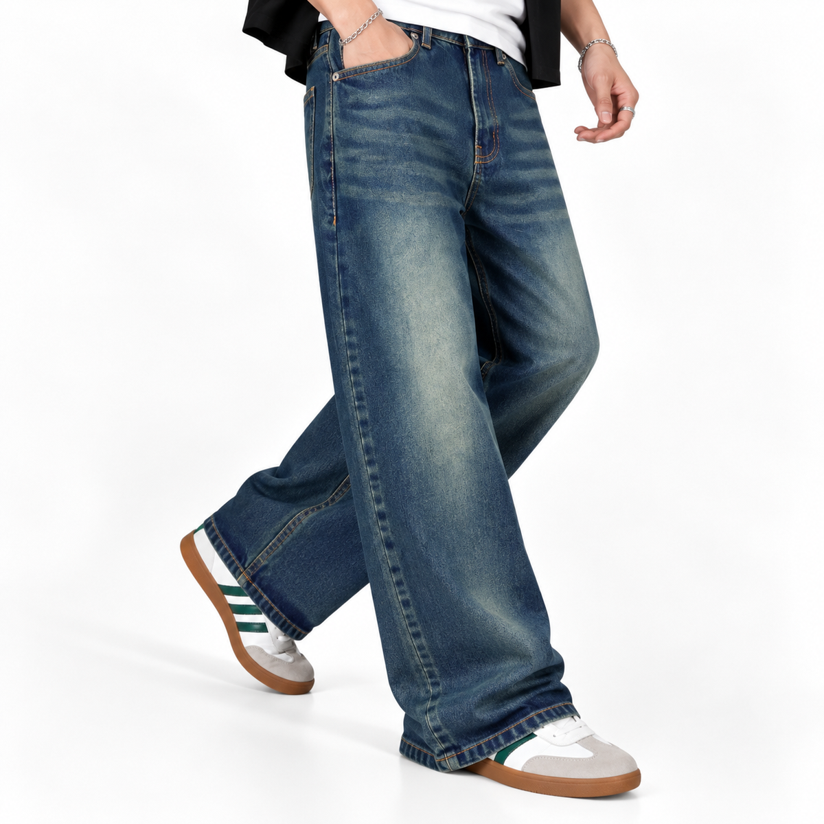 Light Antique Yellow Wash Semi Baggy Denim Pant