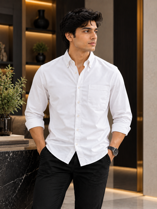 Oxford Cotton Pocket Shirt – White