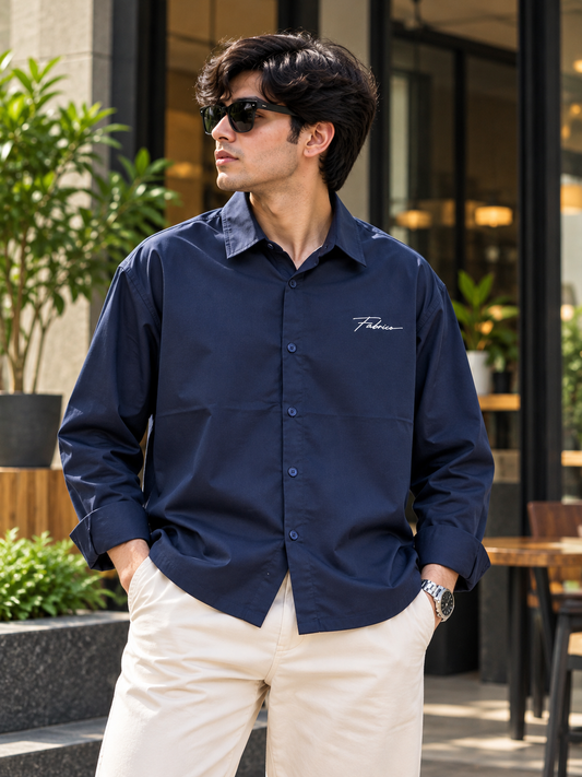 Premium Boxy Shirt – Navy Blue