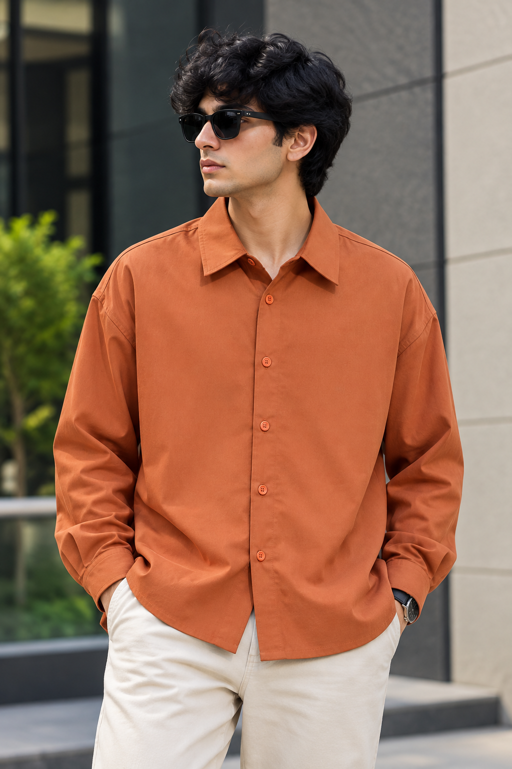 Premium Boxy Shirt – Burnt Orange