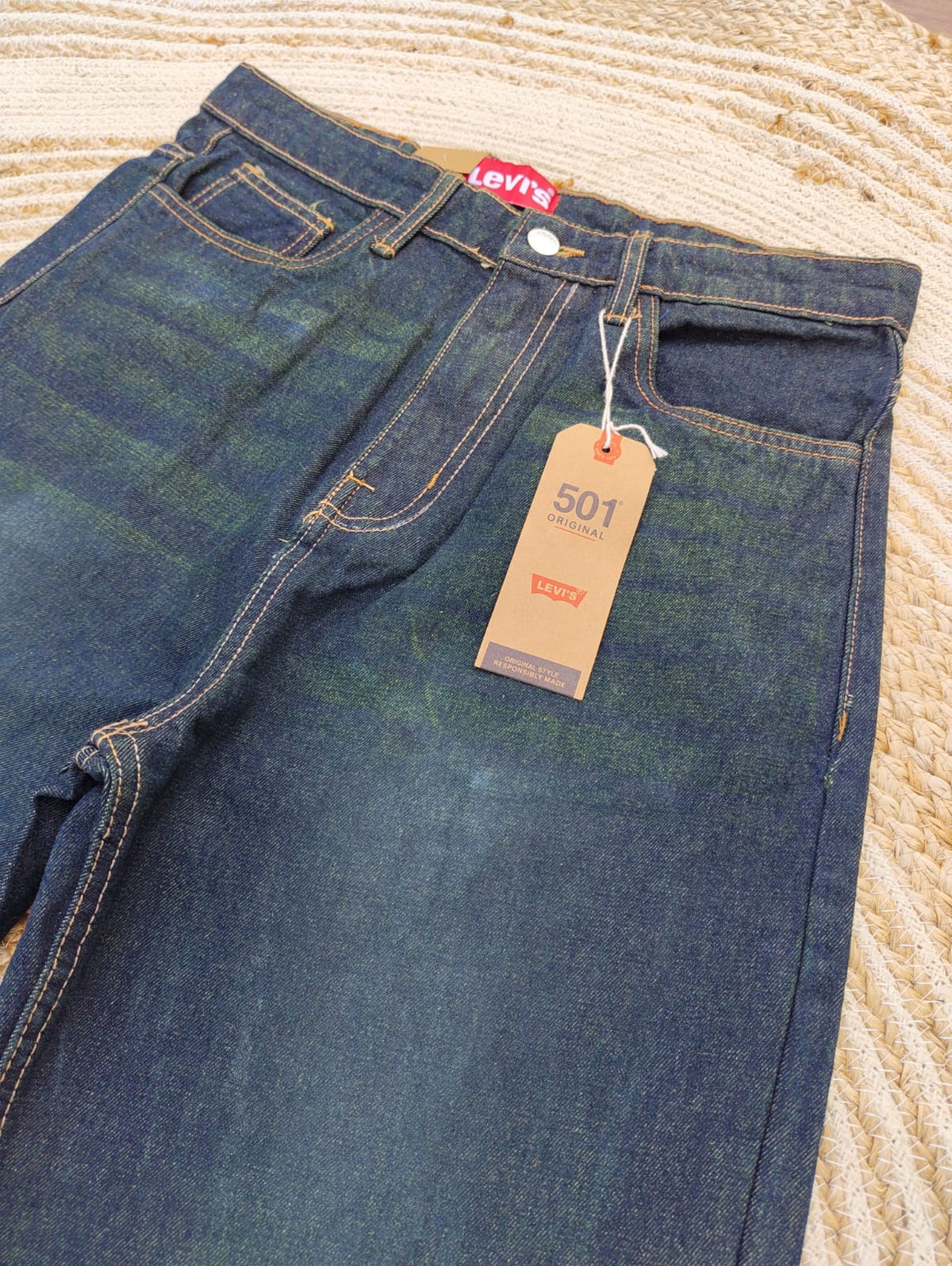 Vintage Grey Green Semi Baggy Denim Pant