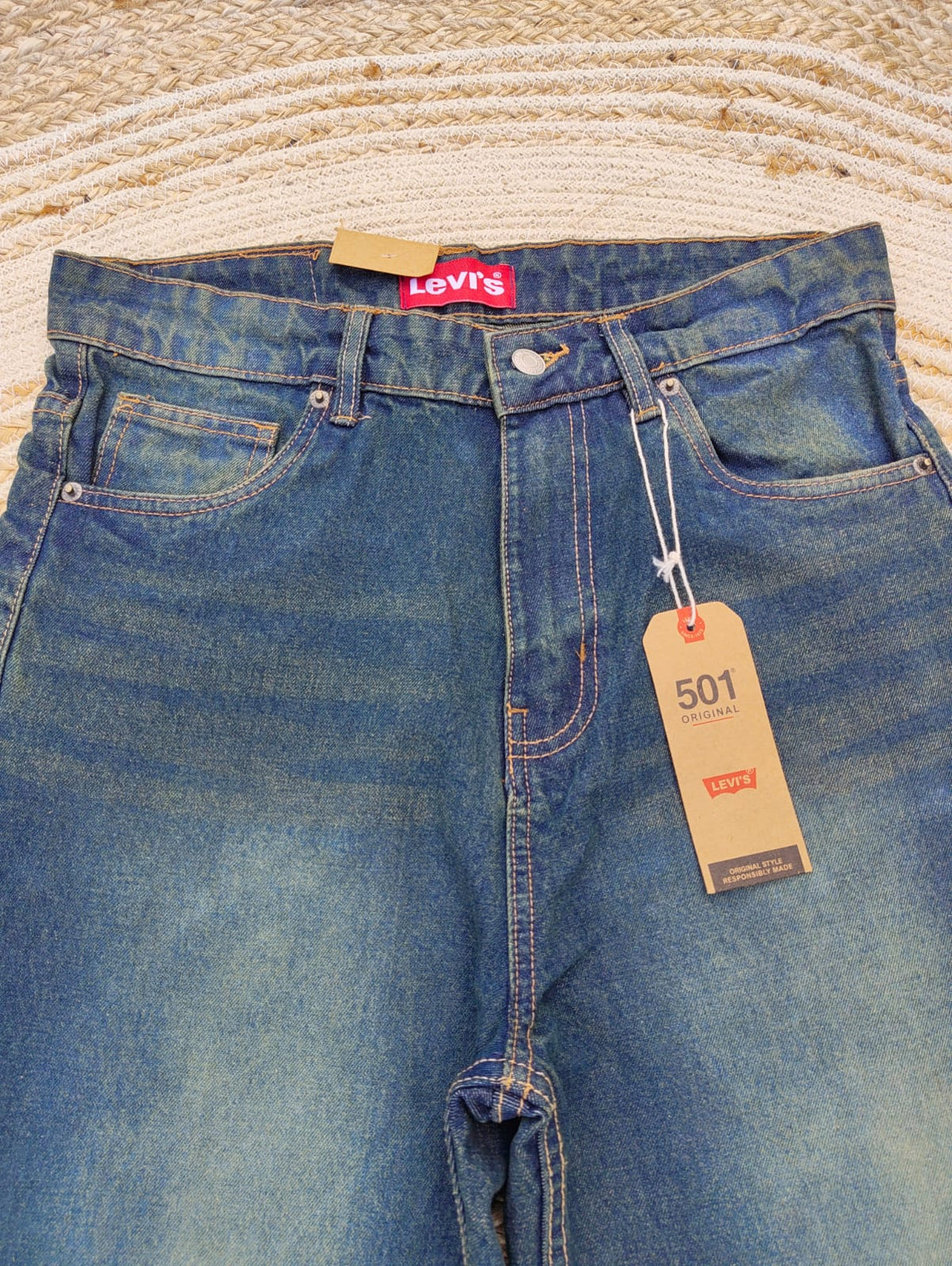 Light Antique Yellow Wash Semi Baggy Denim Pant