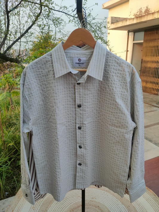 Premium Textured Urban Boxy Shirt – Off White