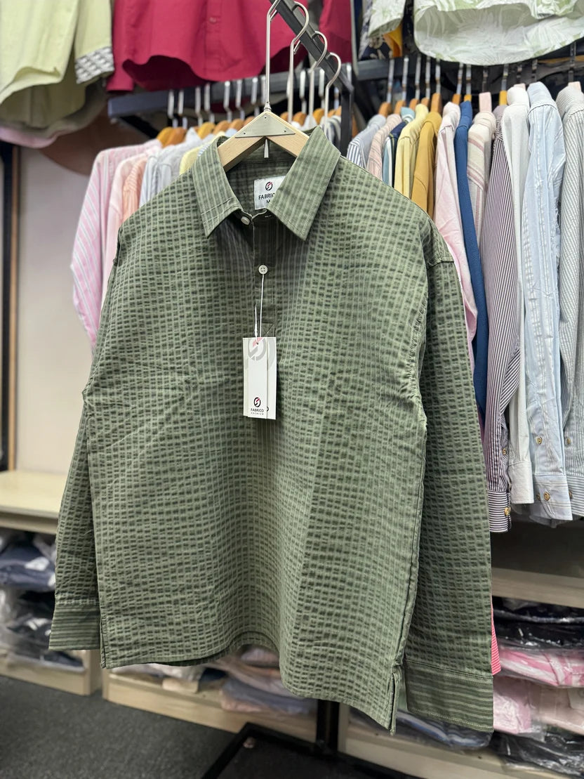 Deep Green Textured Urban Katua Boxy Shirt