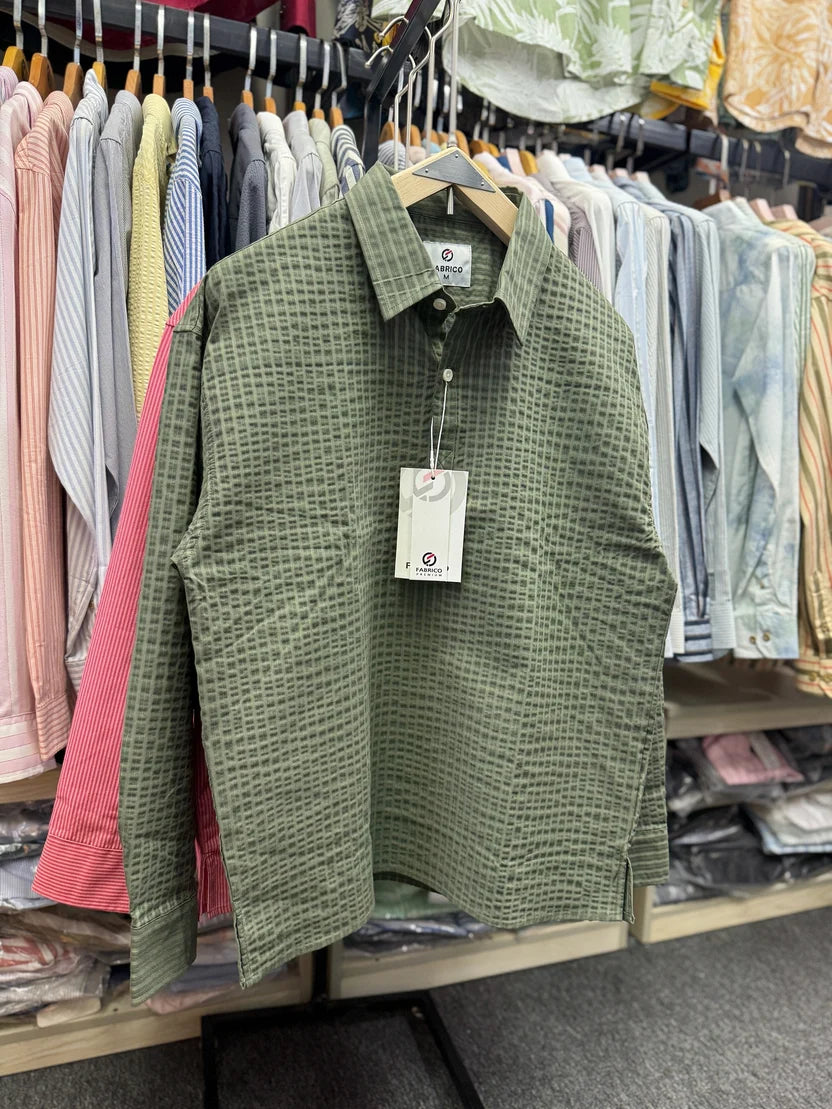 Deep Green Textured Urban Katua Boxy Shirt